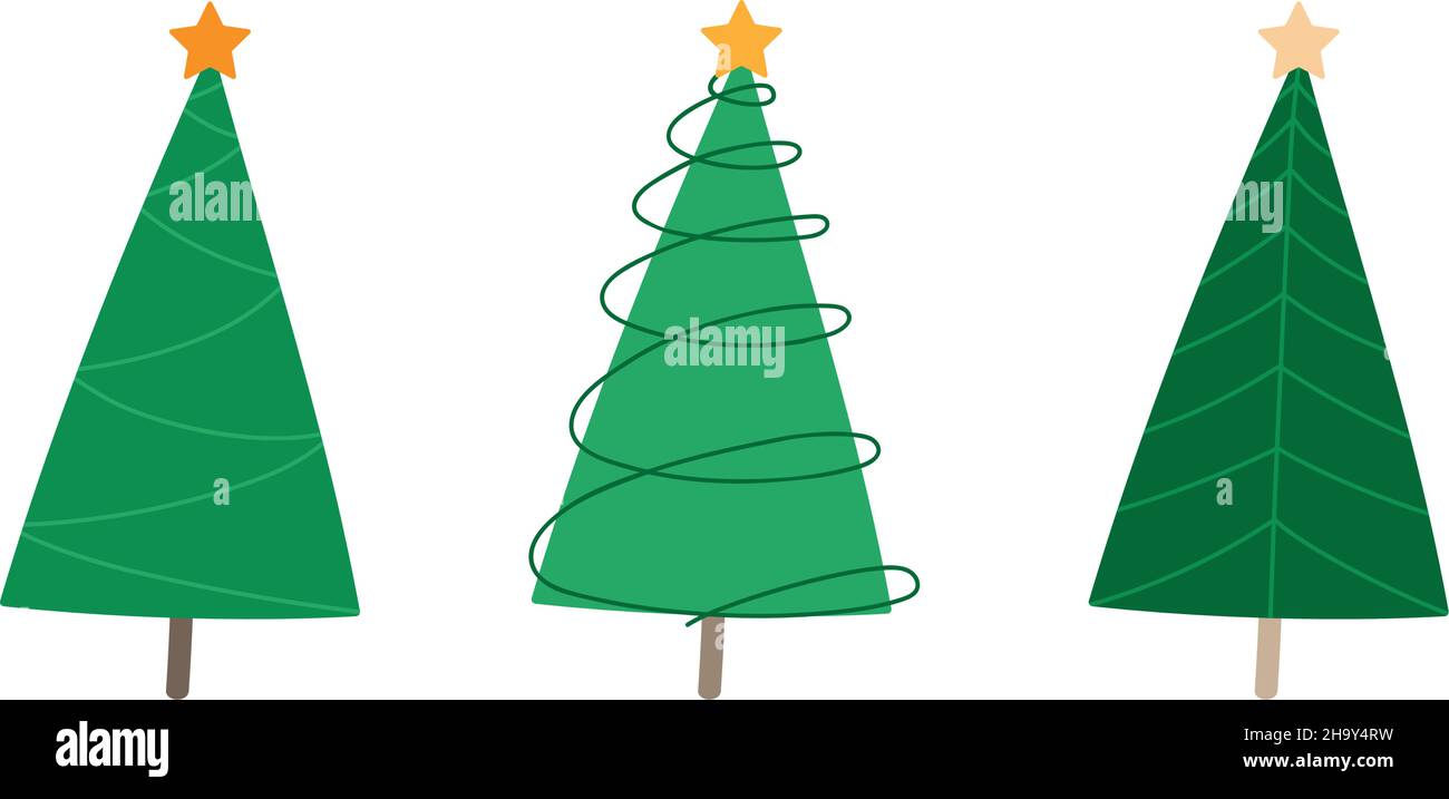 Christmas cute tree vector illustration icon set Stock Vector Image ...