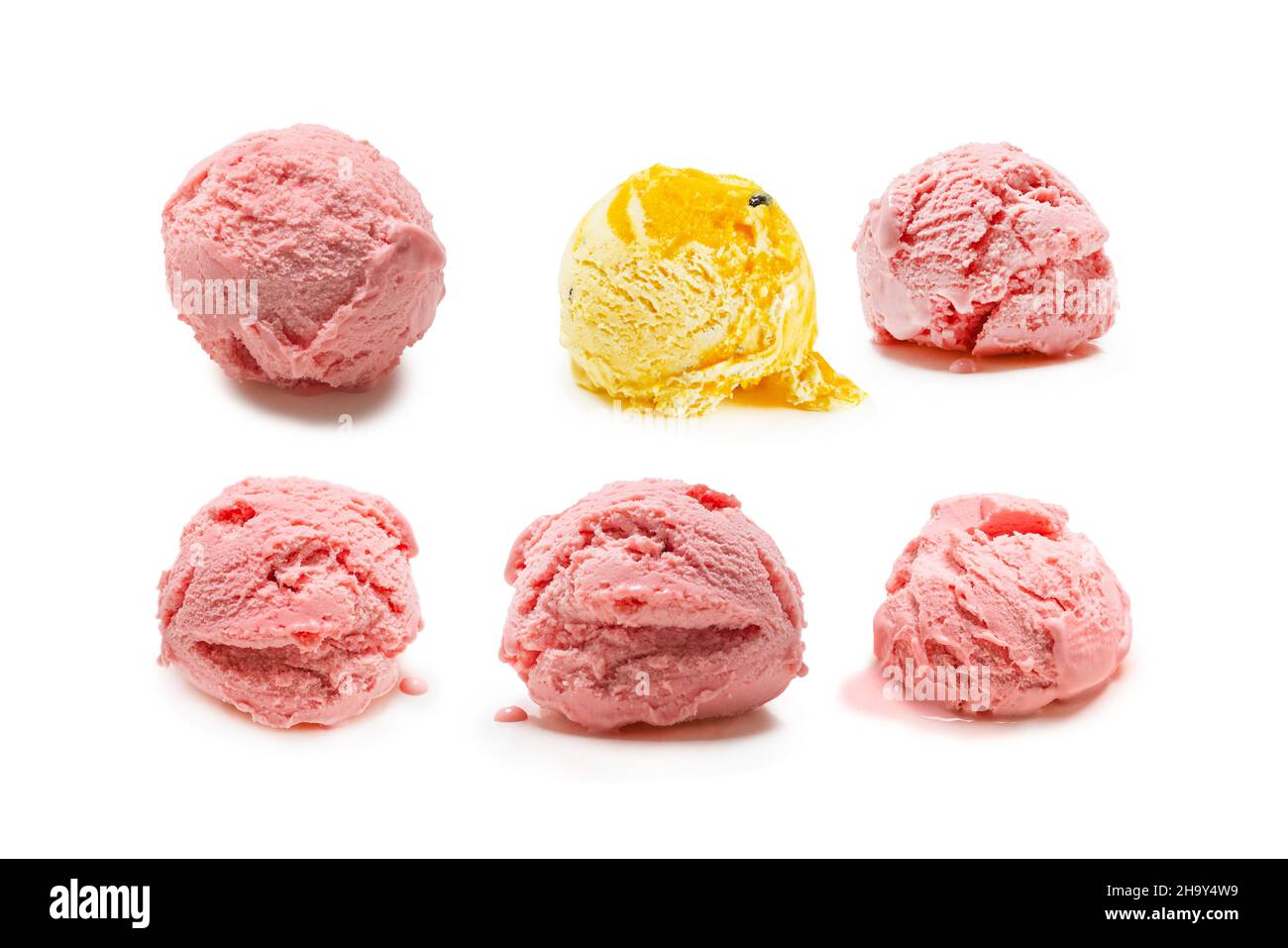 Premium Photo  Strawberry ice cream scoop isolated on white top view