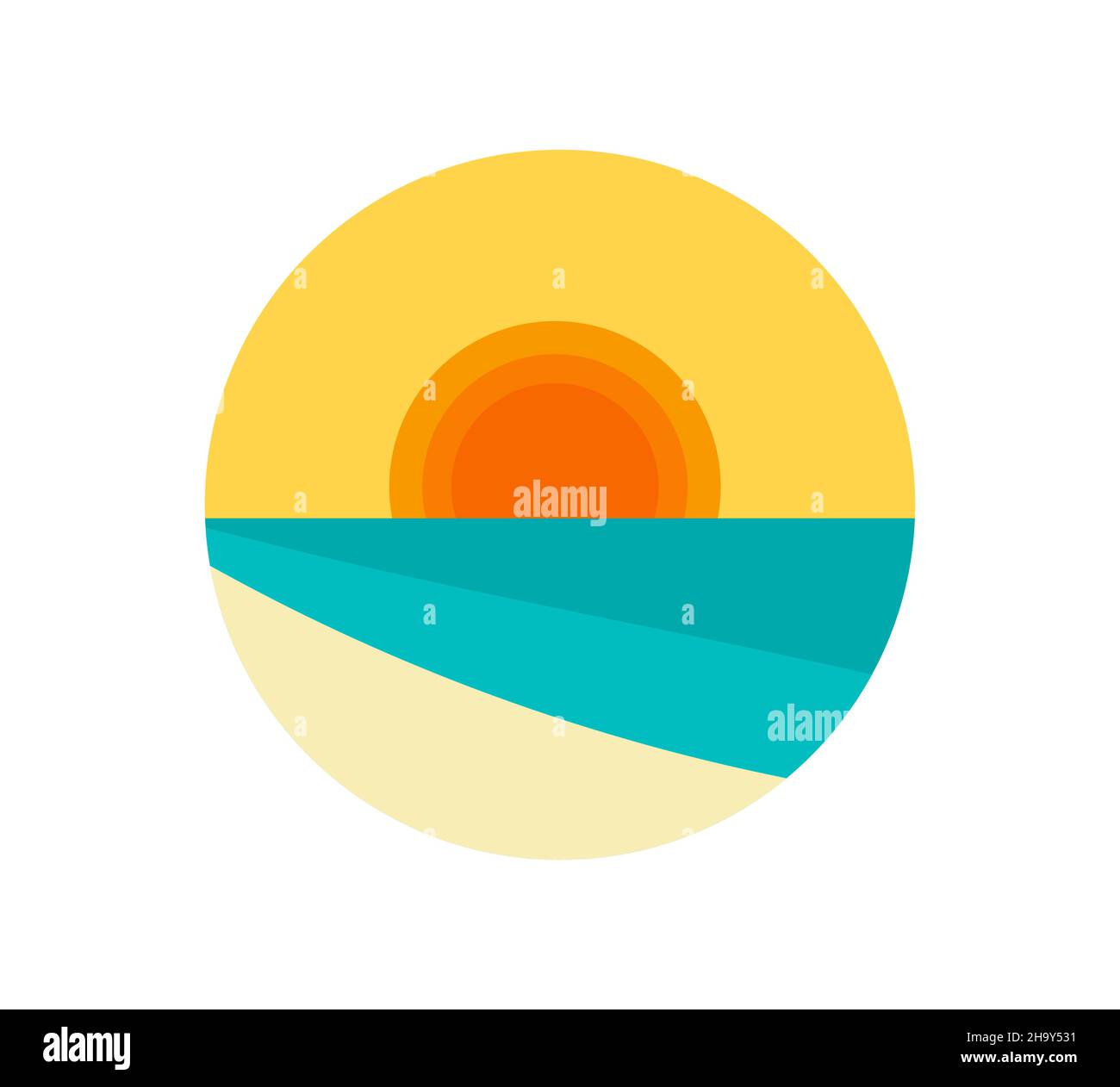 Sunset Simbol Sunset and sea travel symbol emblem. Vector illustration Stock Vector ...