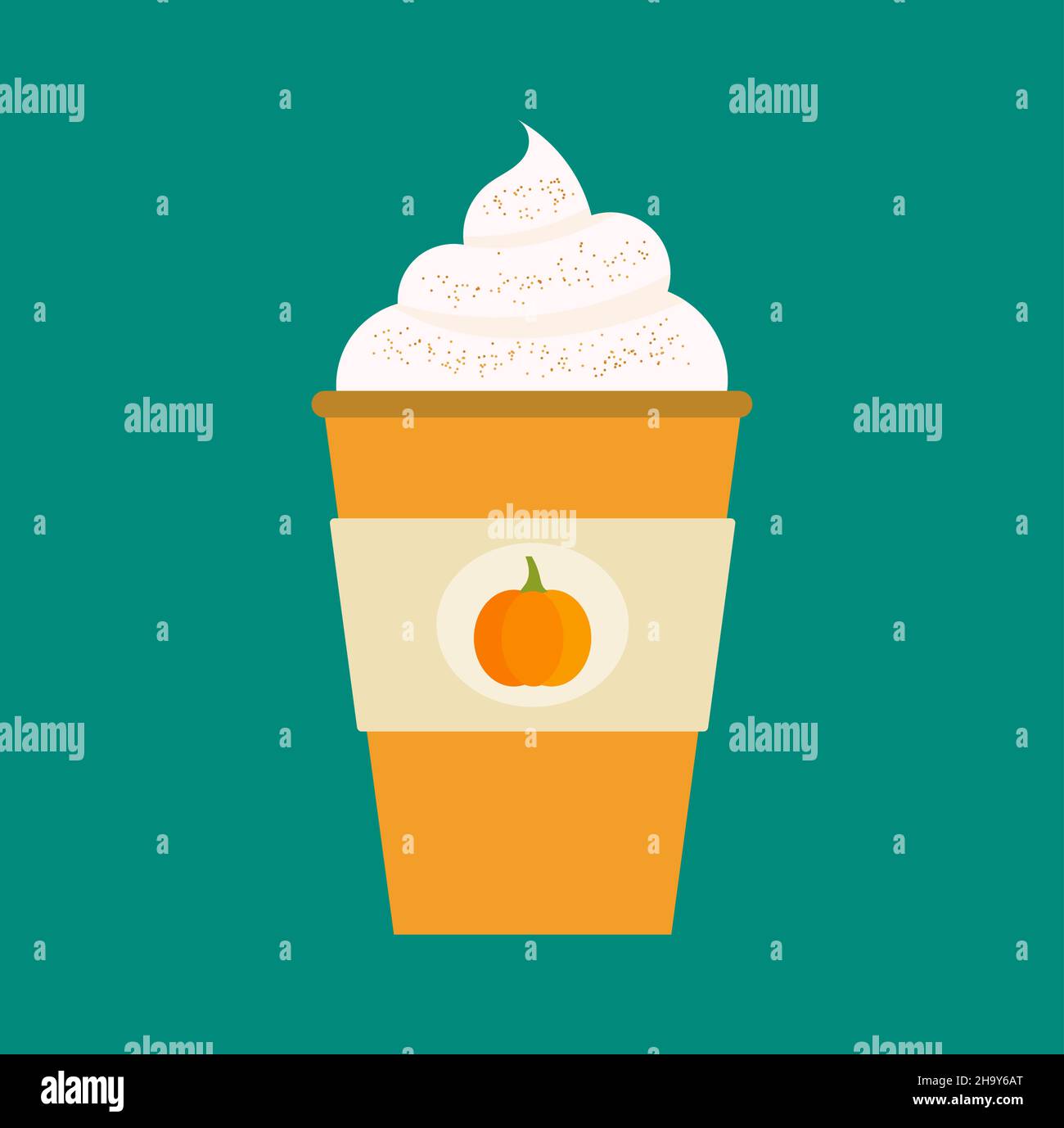 Pumpkin spice latte, autumn coffee in paper cup. Vector illustration ...
