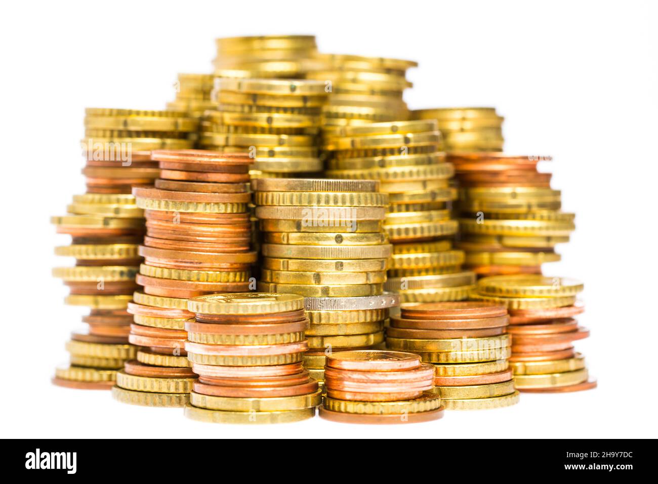 coins, many, white, money, stack of coins, euro, tower, coin, shiny, stack, change money, euros spare change, cash, treasure, change, copper, economy, Stock Photo