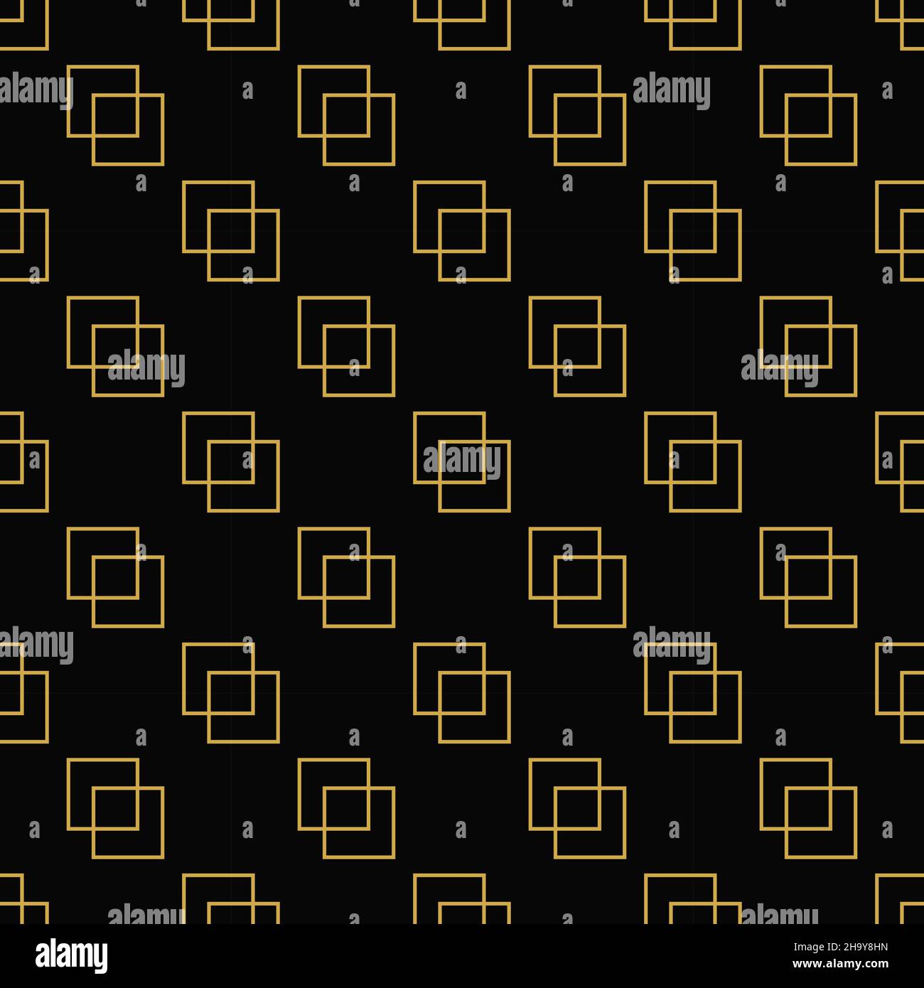 Gold squares geometric seamless pattern on black background. Vector ...