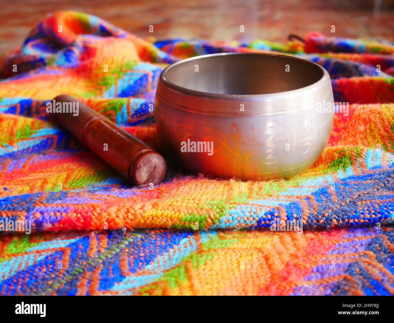 Singing bowls meditation Stock Photo Alamy
