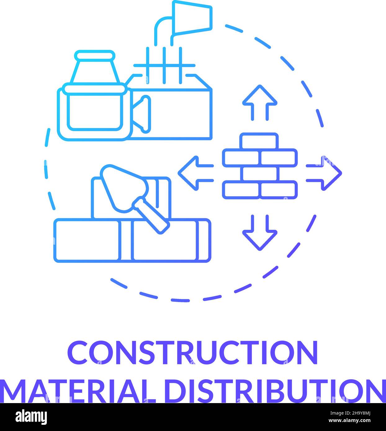 Construction materials distribution blue gradient concept icon Stock