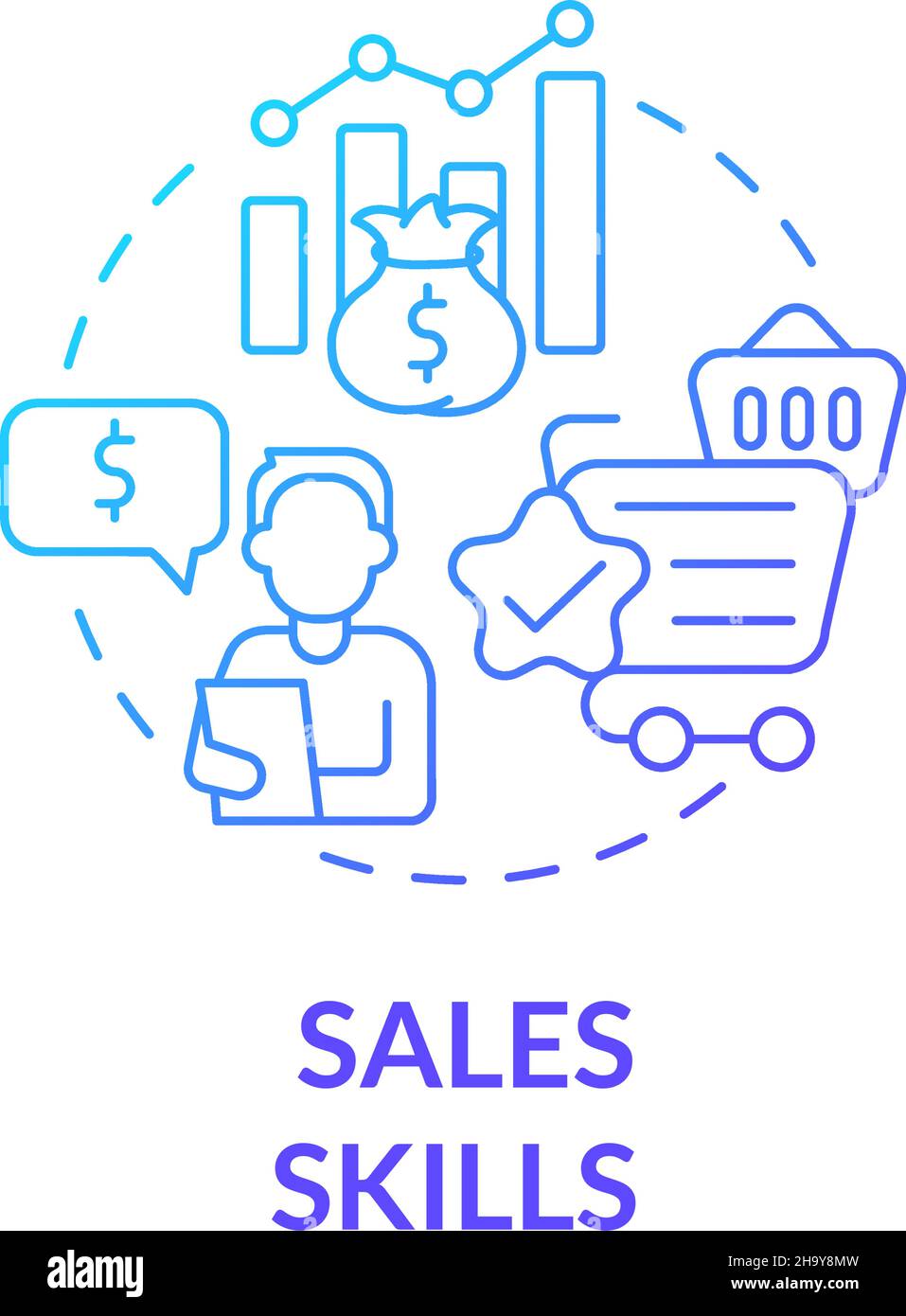 Sales skills blue gradient concept icon Stock Vector Image & Art - Alamy