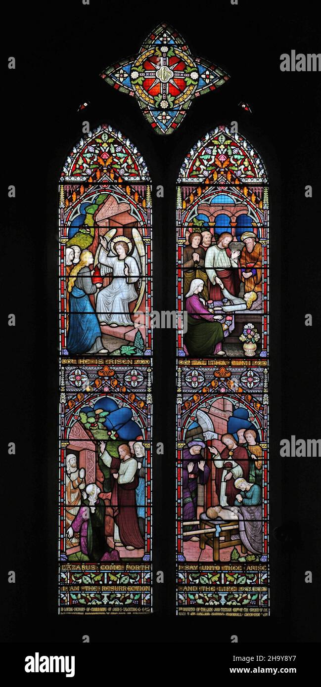 A stained glass window by Frederick Preedy depicting the Miracles of