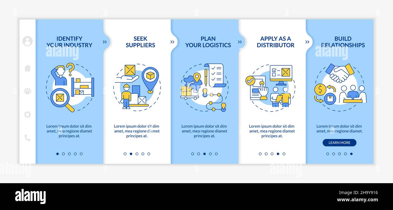 Distribution business development tips onboarding vector template Stock Vector