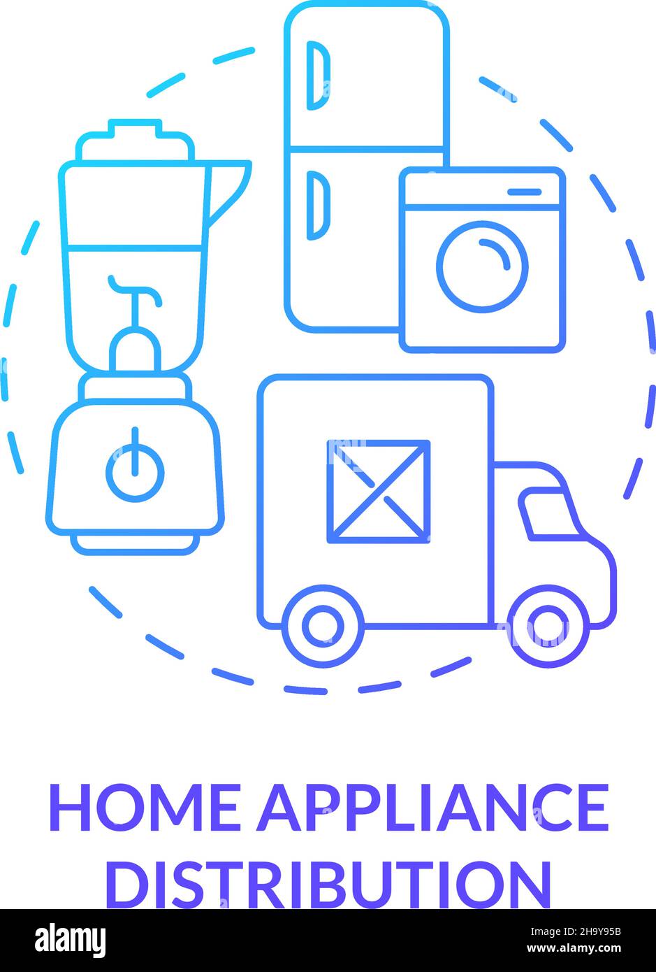 Home appliance distribution blue gradient concept icon Stock Vector