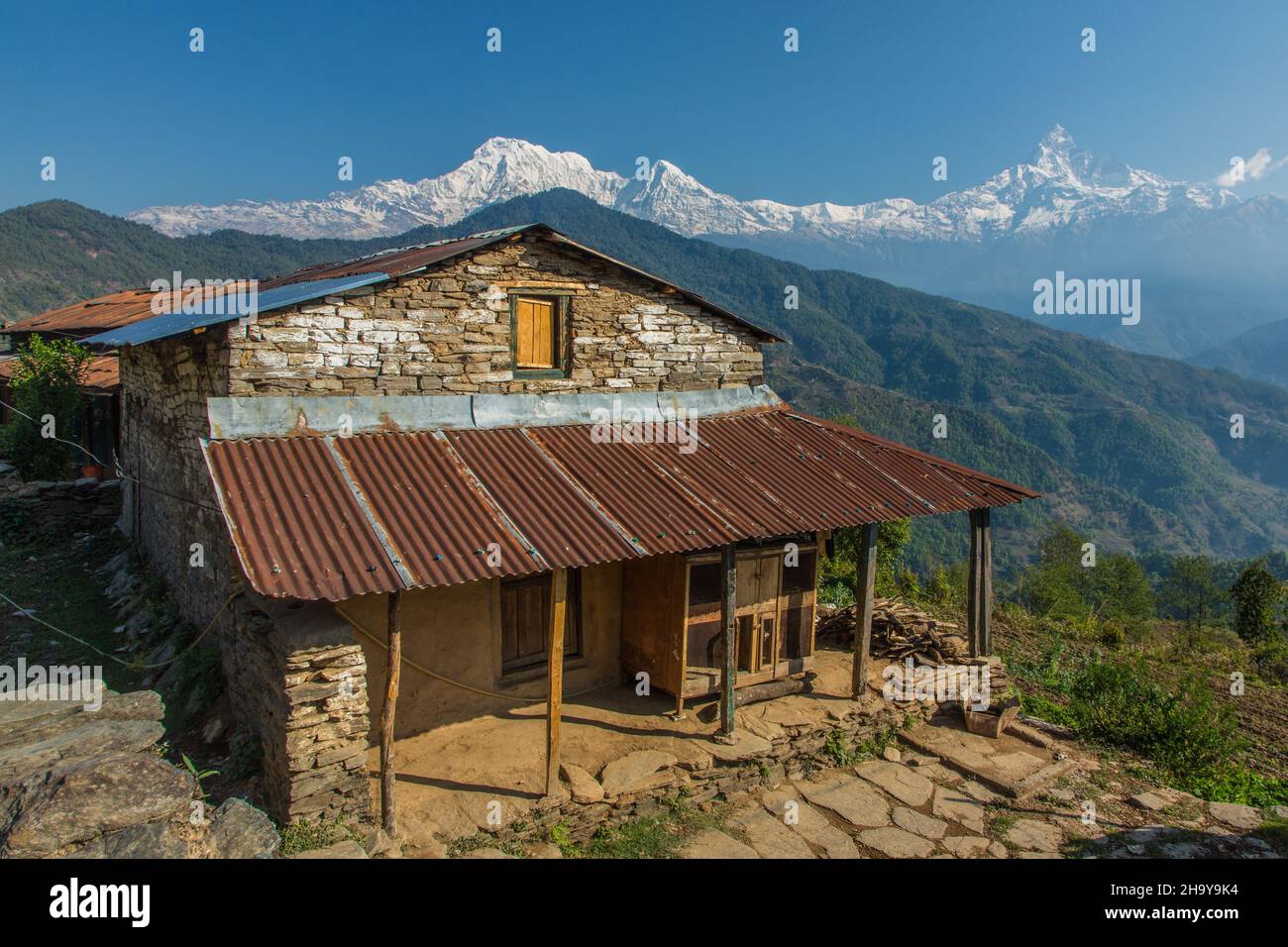 Nepal Rural House A traditional Nepalese farm house in the Himalayan foothill village of ...