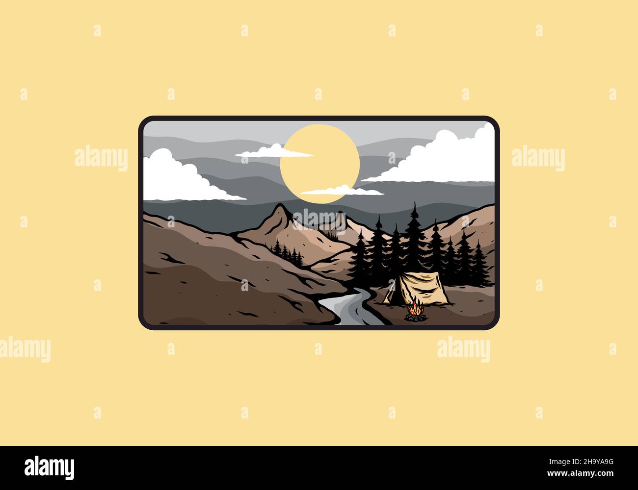 Camping by the river flat illustration design Stock Vector Image & Art ...
