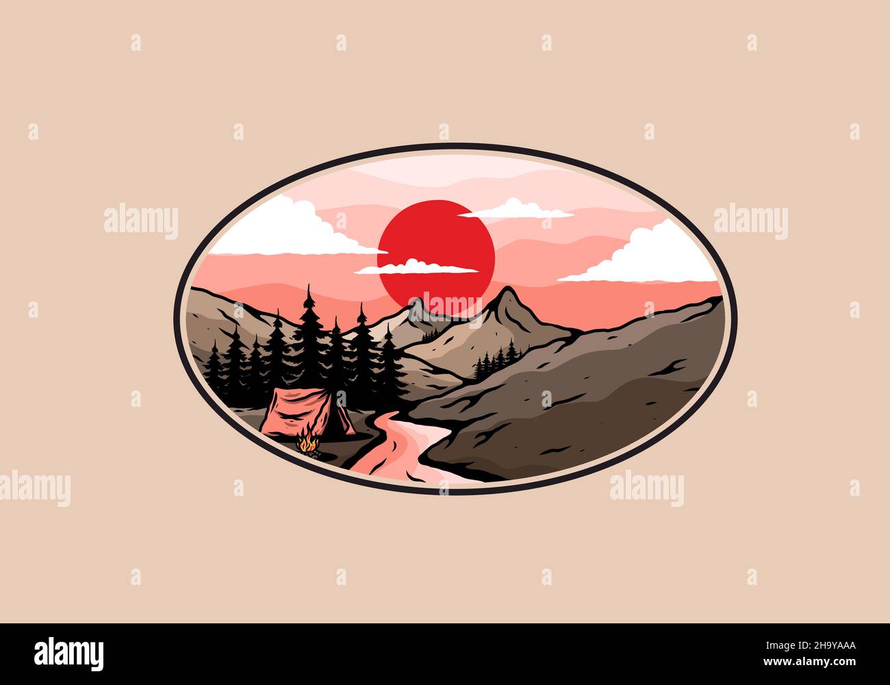 Camping by the river flat illustration design Stock Vector Image & Art ...
