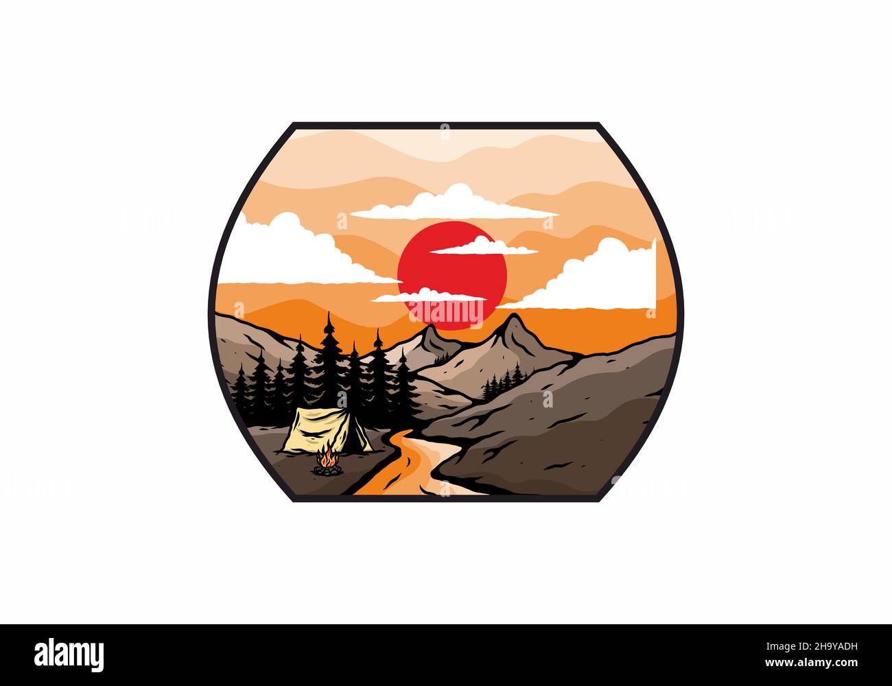 Camping by the river flat illustration design Stock Vector Image & Art ...