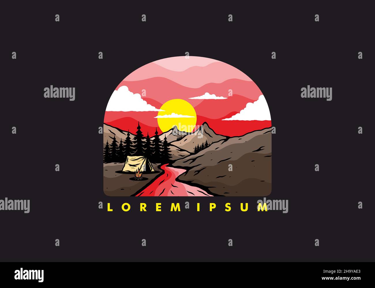 Camping by the river flat illustration design Stock Vector Image & Art ...