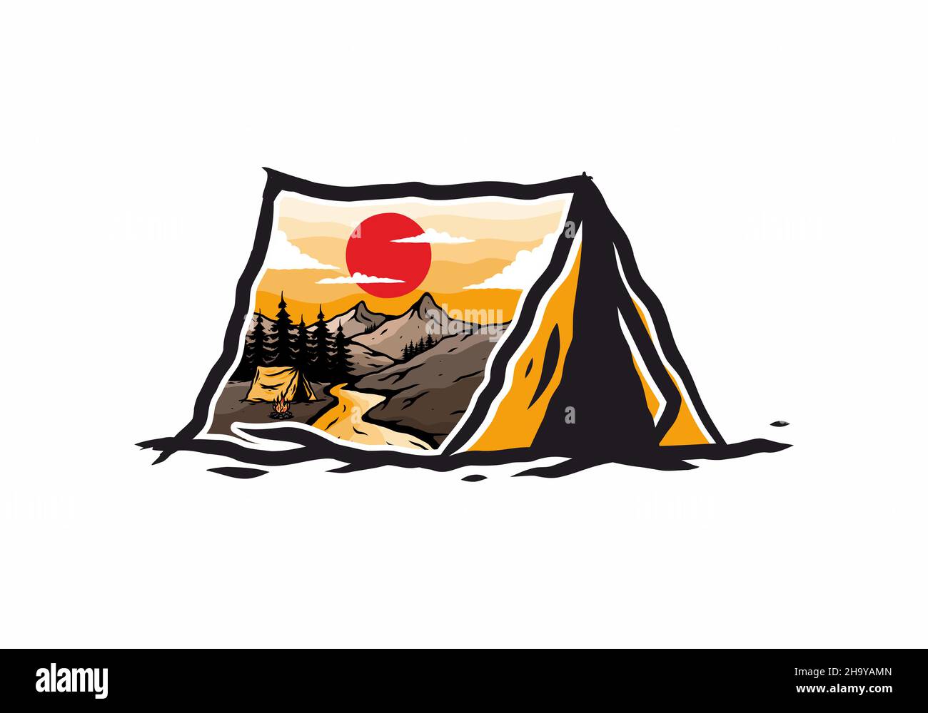 Camping by the river flat illustration design Stock Vector Image & Art ...