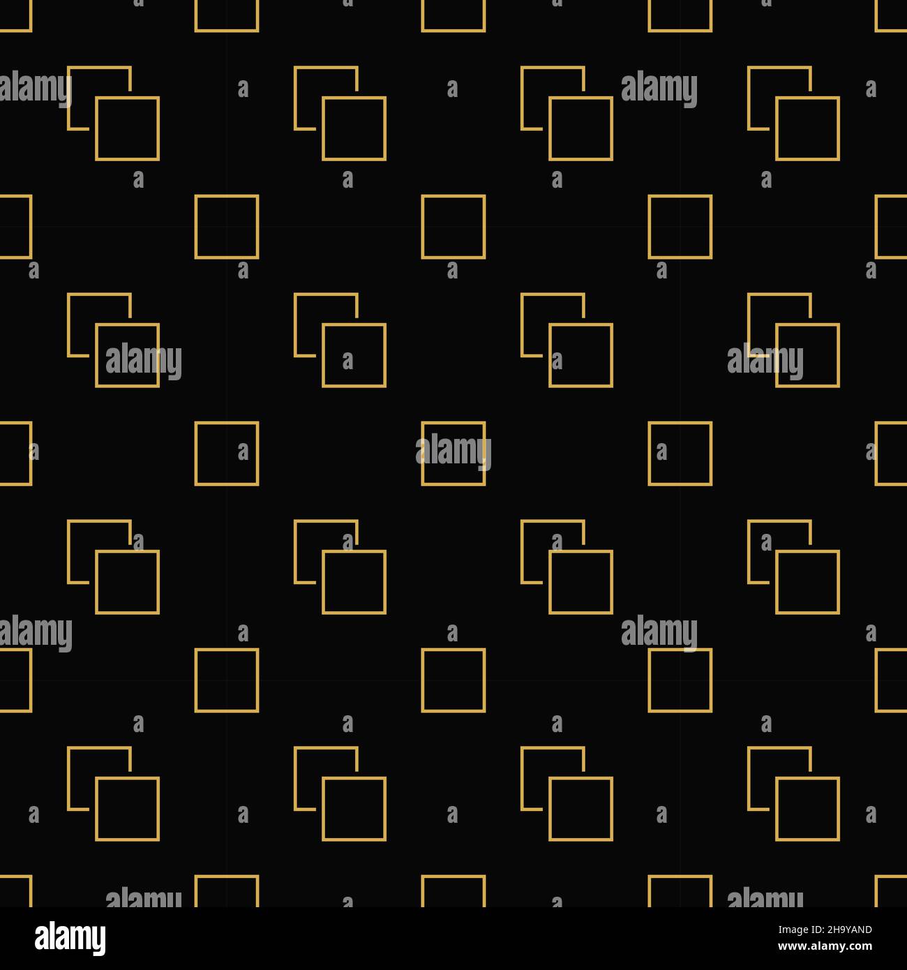 Gold squares geometric seamless pattern on black background. Vector ...