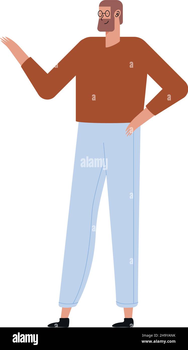 man bearded standing character icon Stock Vector Image & Art - Alamy