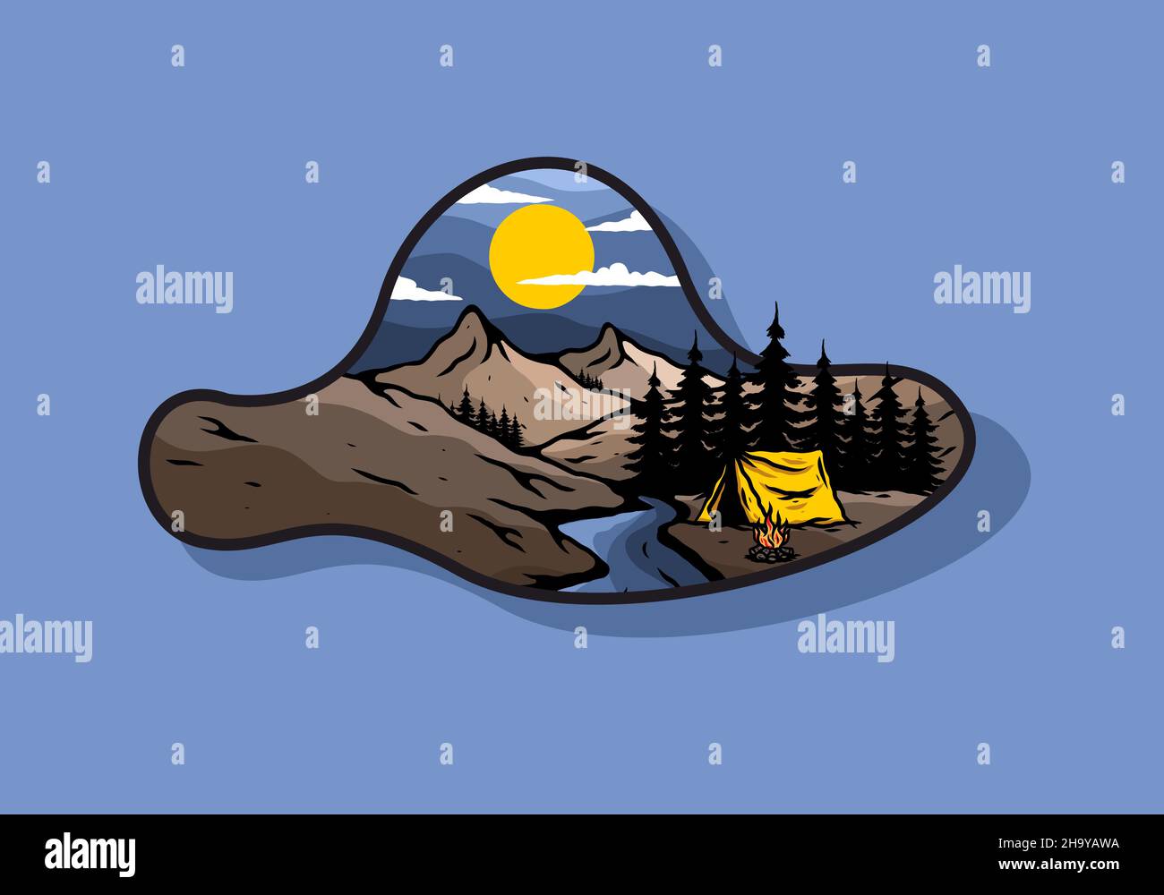 Camping by the river flat illustration design Stock Vector Image & Art ...