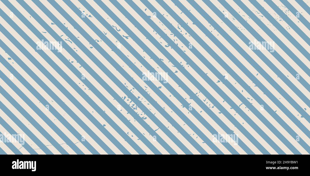 Blue and grey stripes prison pattern. Distressed diagonal stripes seamless vector pattern. Stock Vector