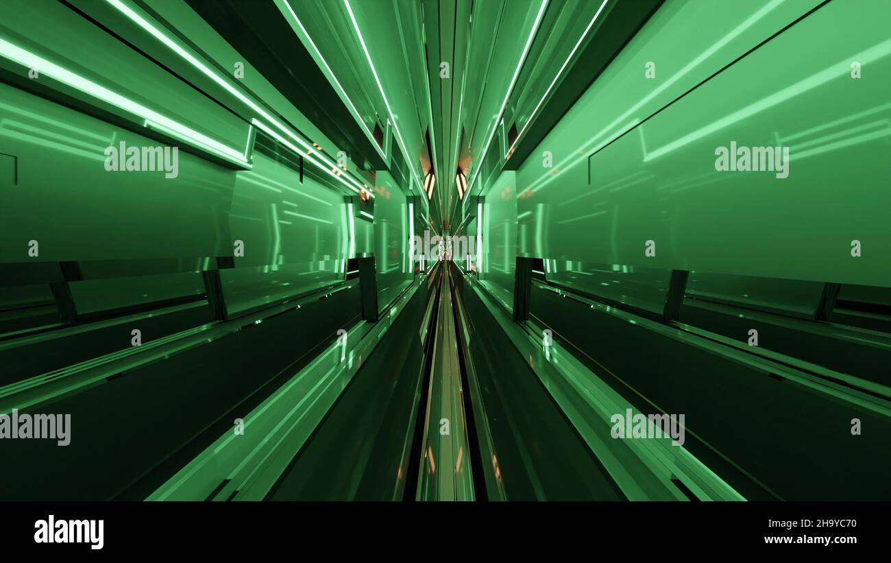 3d illustration of sci fi tunnel with neon 4K UHD illumination Stock ...
