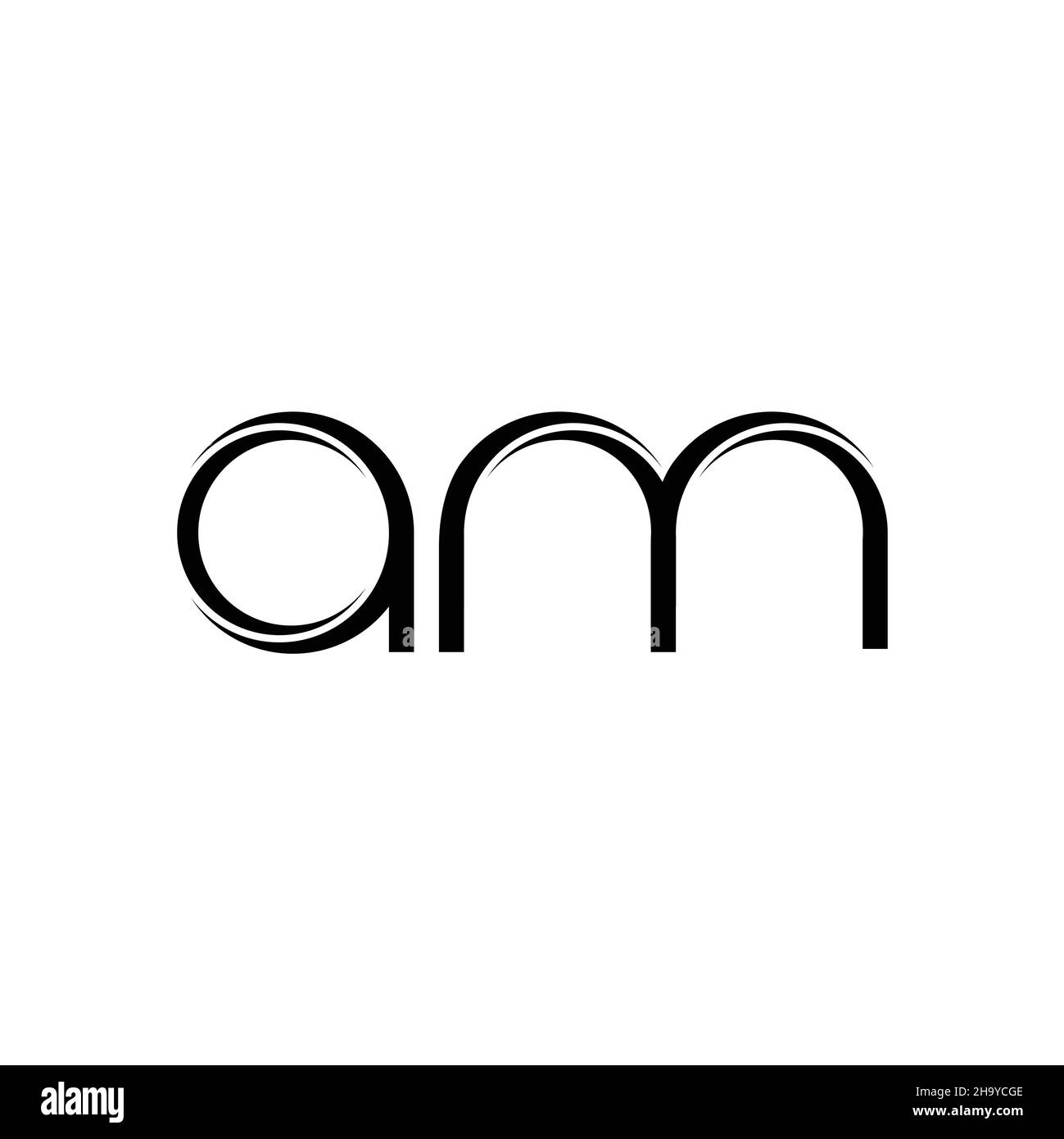 initial letter logo AM inside circle shape, rounded lowercase logo gold on  dark background