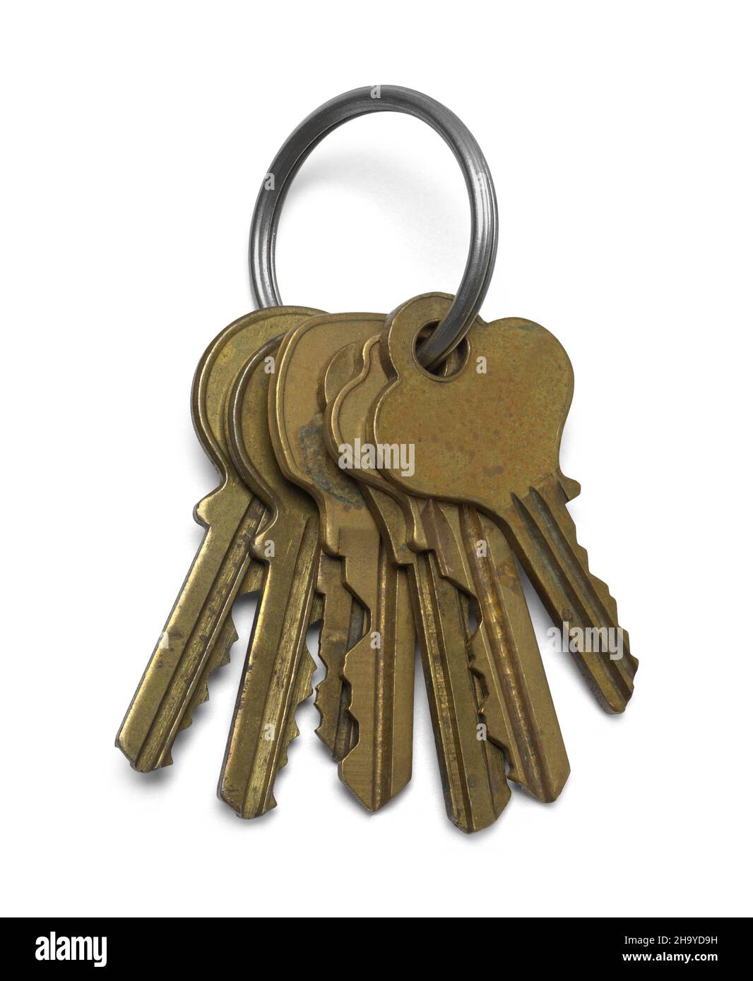 Old House Keys on a Ring Cut Out on White Stock Photo Alamy