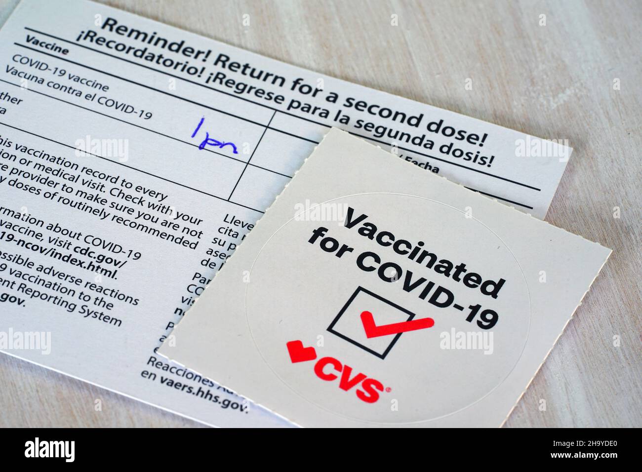 PLAINSBORO, NJ 6 MAR 2021 View of a COVID19 vaccine card and