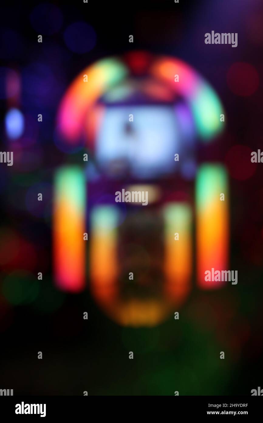 Blurred Multi Colored Vintage Jukebox Stock Photo