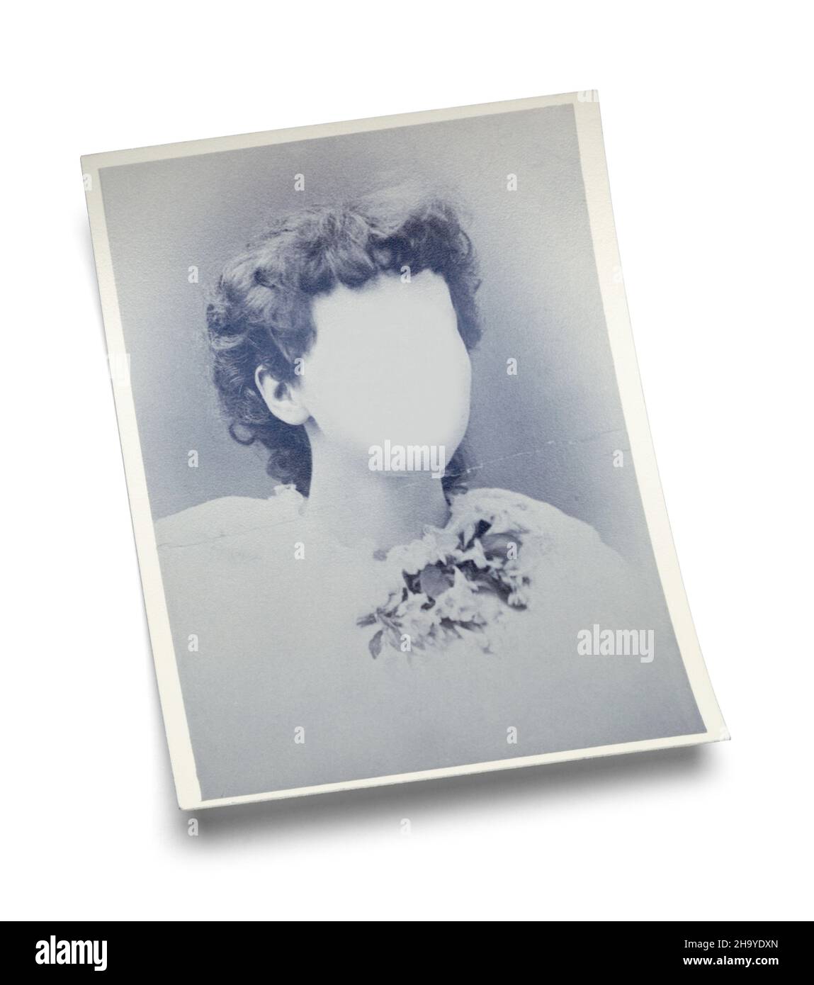 Vintage Photograph of Woman with Copy Space Cut Out on White. Stock Photo
