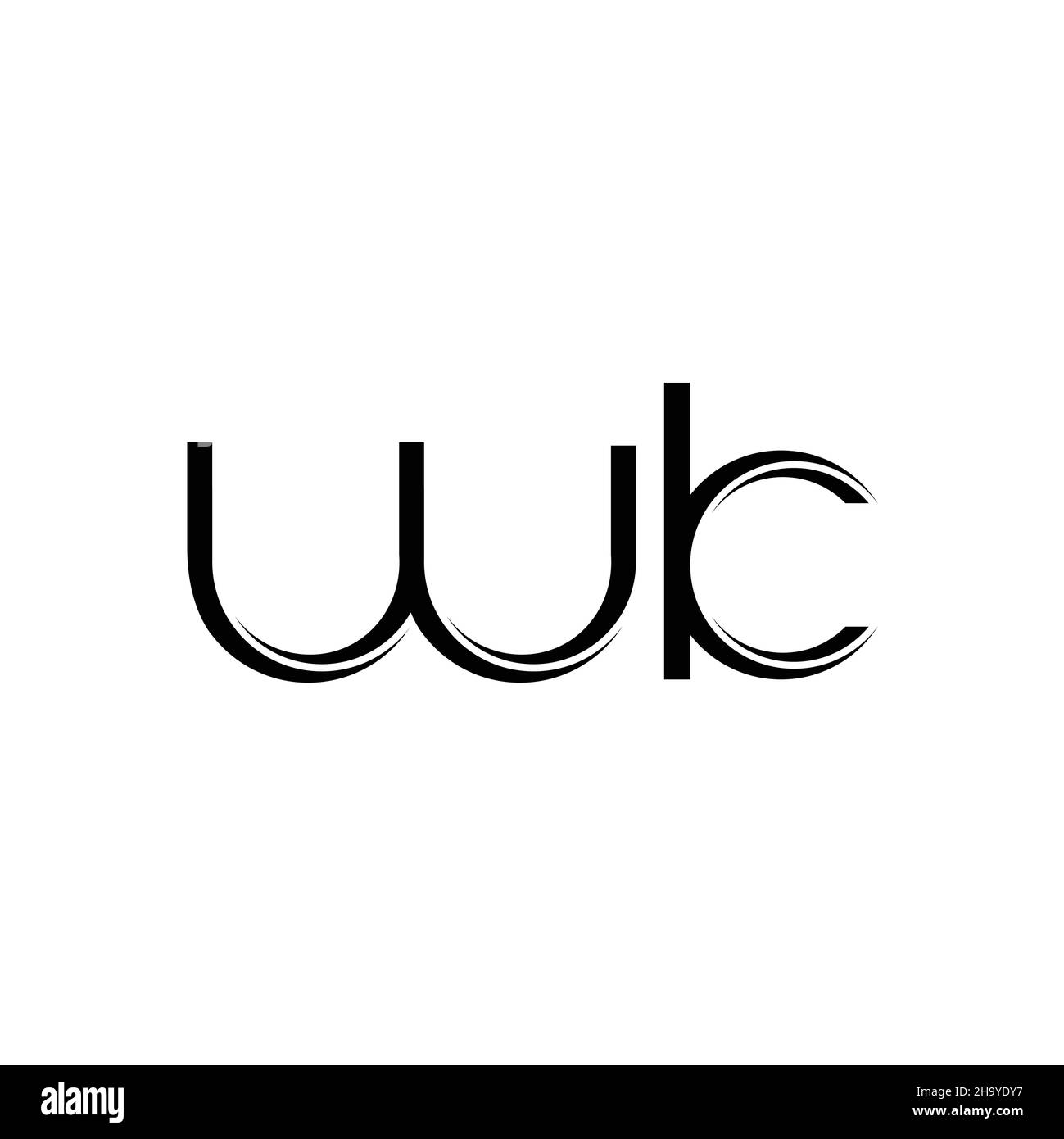 WK Logo monogram with slice rounded modern design template isolated on white background Stock Vector