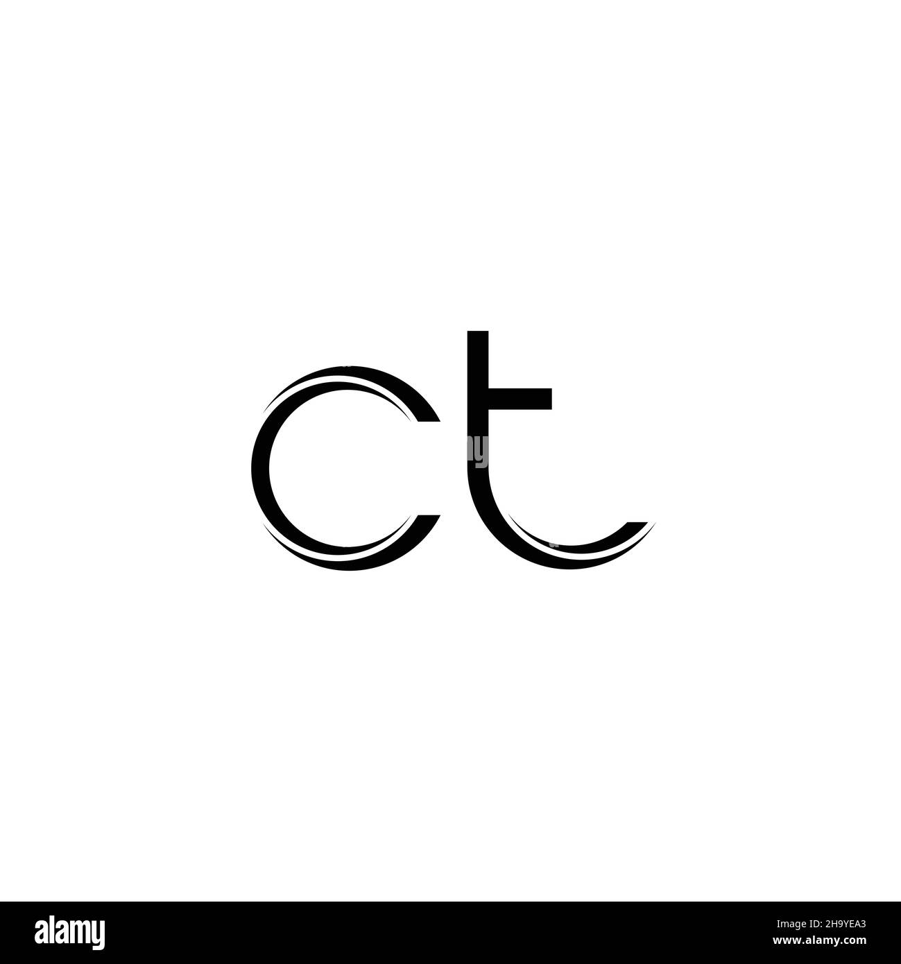 Initials Letters TC Or CT Logo Monogram Outline Linear Shape On