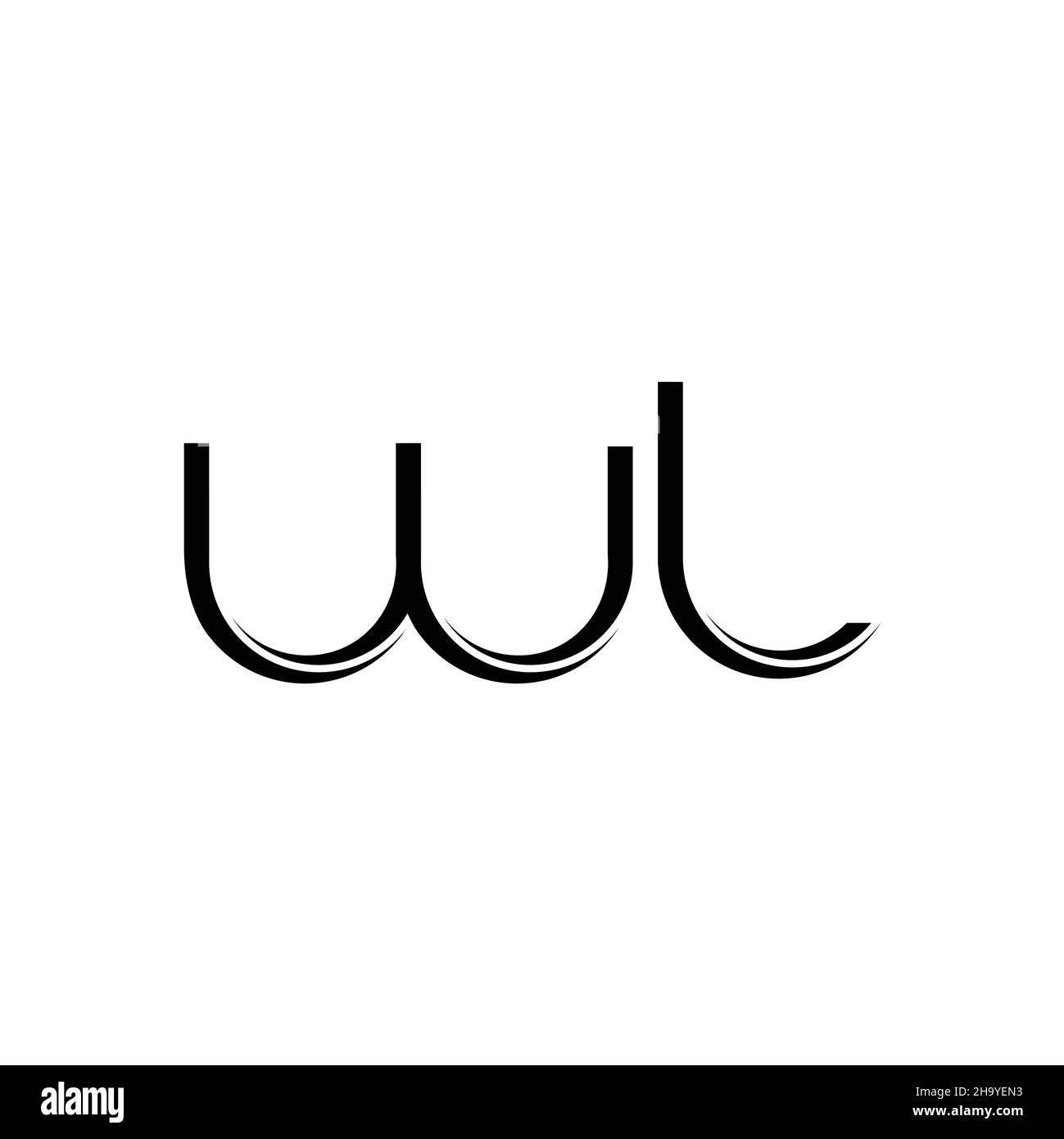 WL Logo monogram with slice rounded modern design template isolated on white background Stock Vector