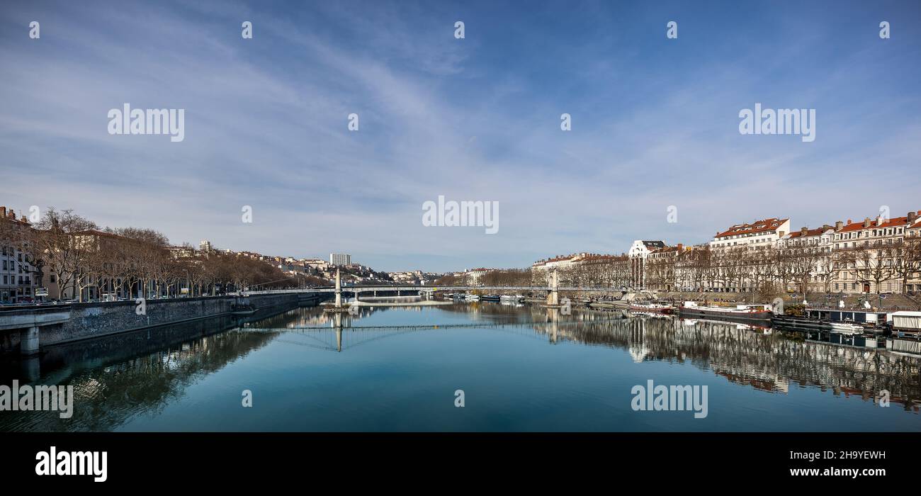 Saone River in Lyon, France Stock Photo