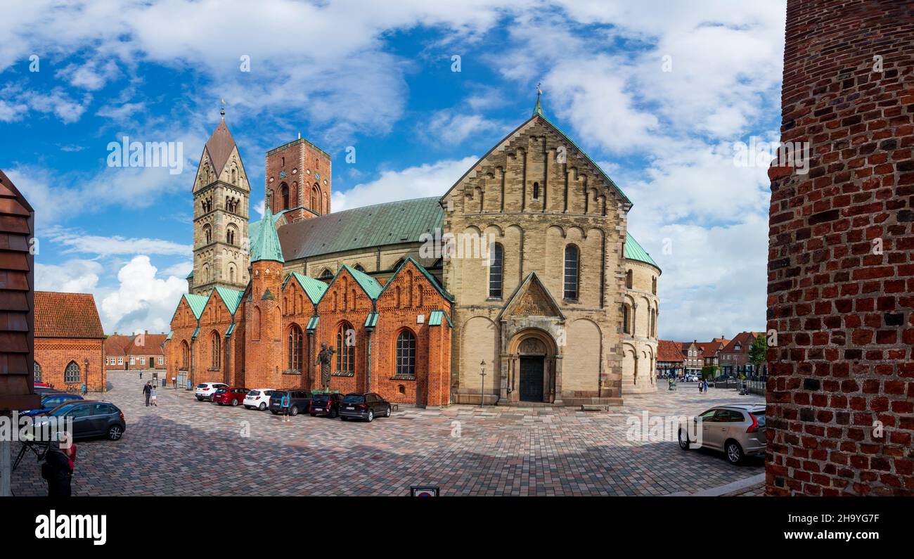 Esbjerg: cathedral, main square Torvet, in Ribe, Jylland, Jutland, Denmark Stock Photo