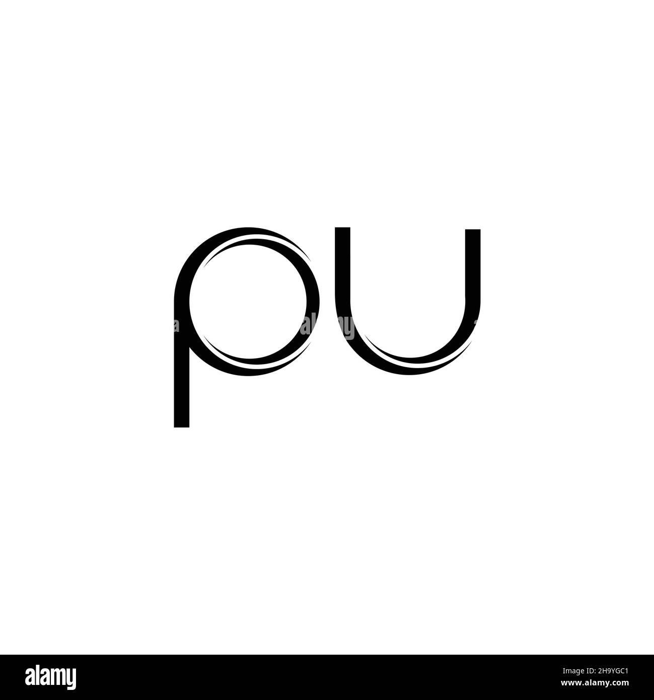 PU Logo monogram with slice rounded modern design template isolated on ...