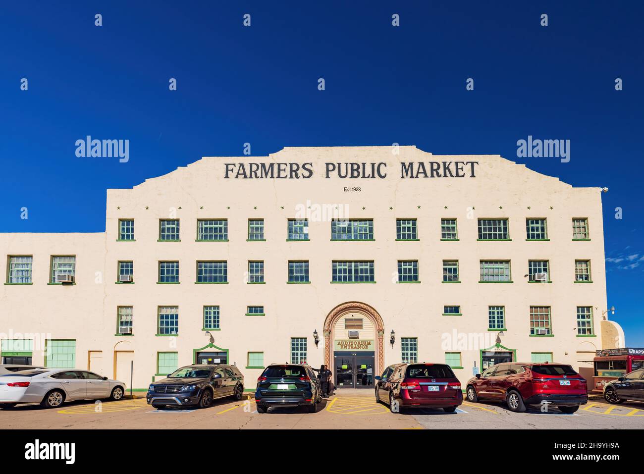 Oklahoma, DEC 5 2021 Exterior view of the historical Farmers Public
