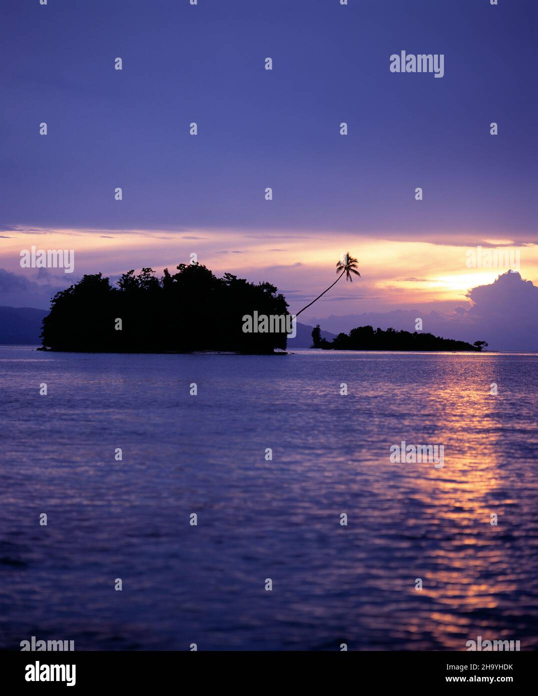 Solomon Islands. Western Province. Ghizo Island. View at sunrise. Stock Photo