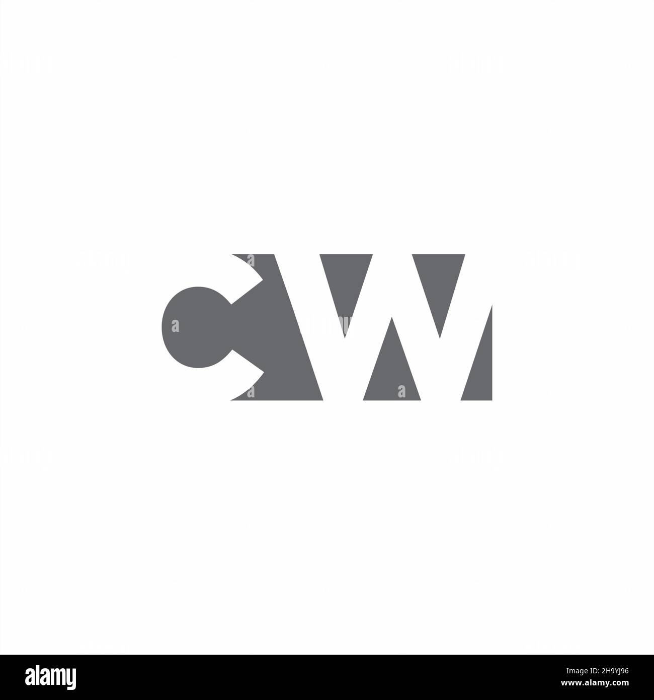 CW Logo monogram with negative space style design template isolated on white background Stock Vector
