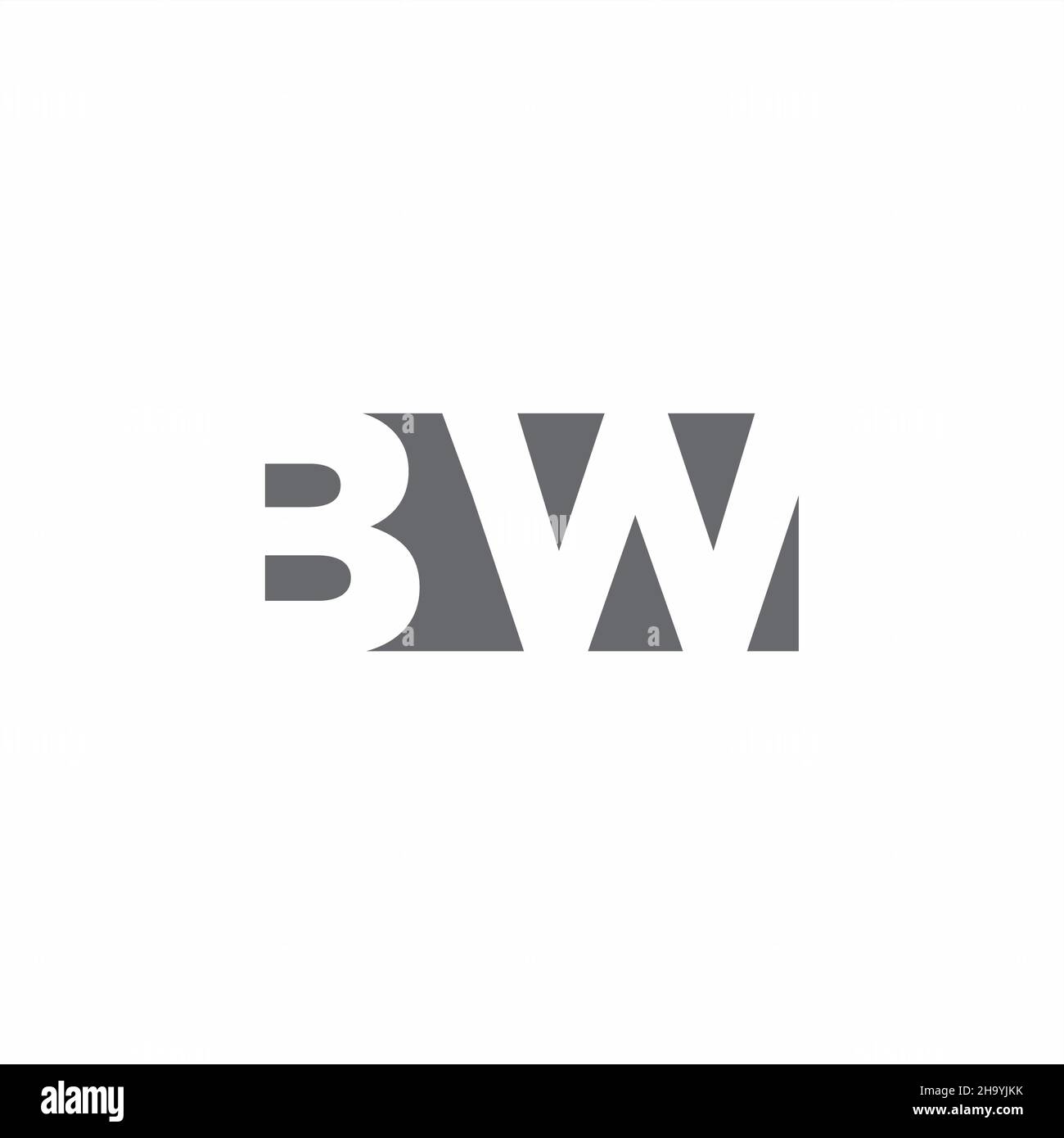 BW Logo monogram with negative space style design template isolated on white background Stock Vector