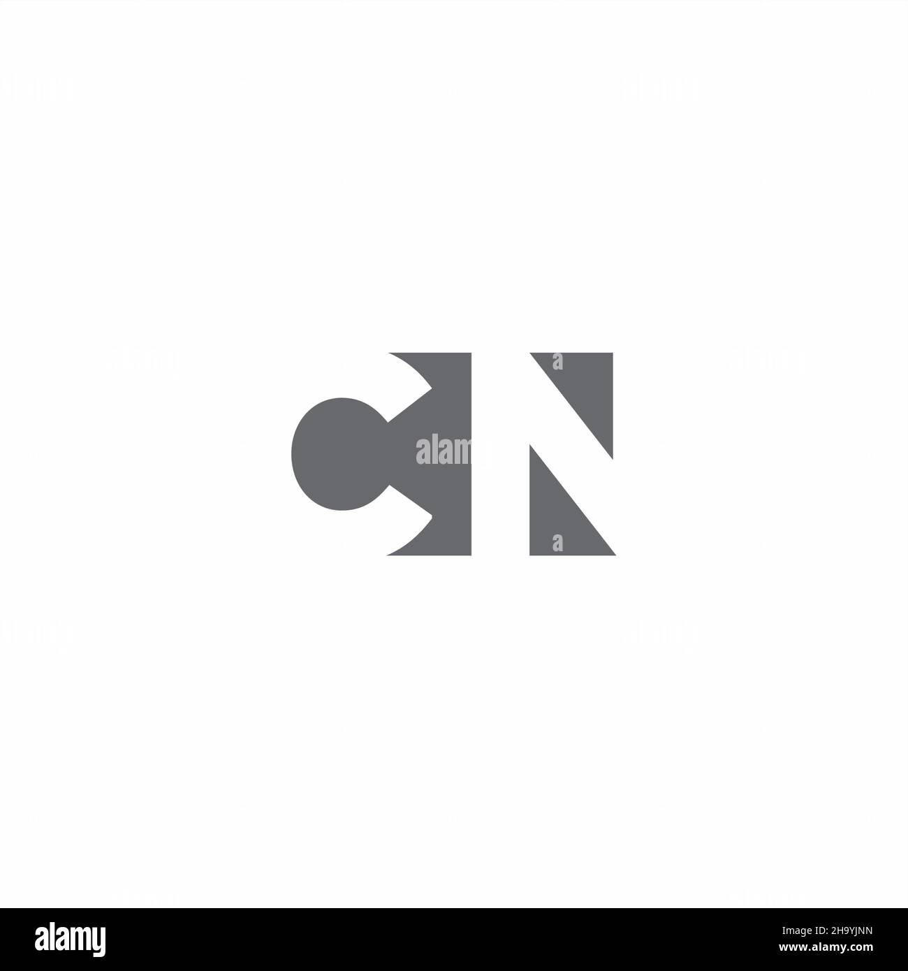 CN Logo monogram with negative space style design template isolated on white background Stock Vector