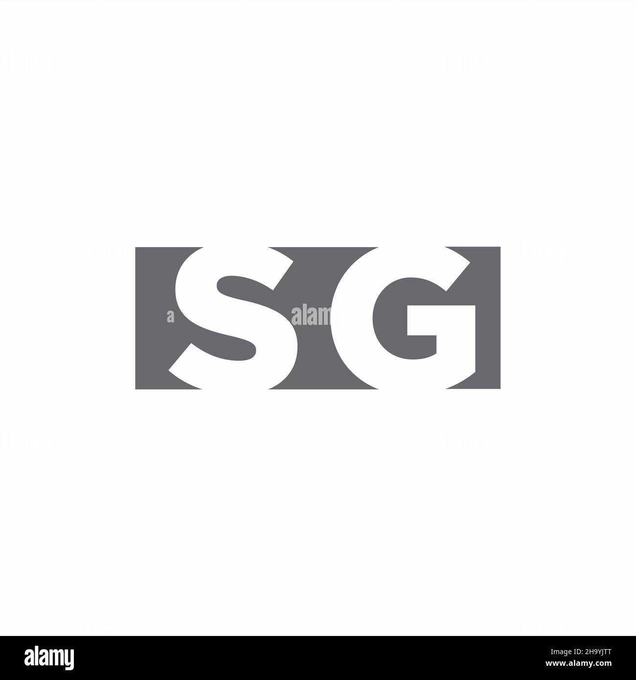 SG Logo monogram with negative space style design template isolated on white background Stock Vector