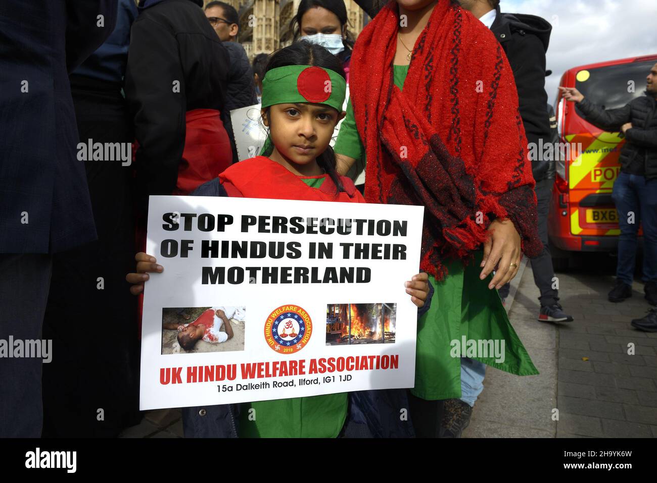 London, UK. 27th Oct, 2021. Bangladesh Hindu Association protest in