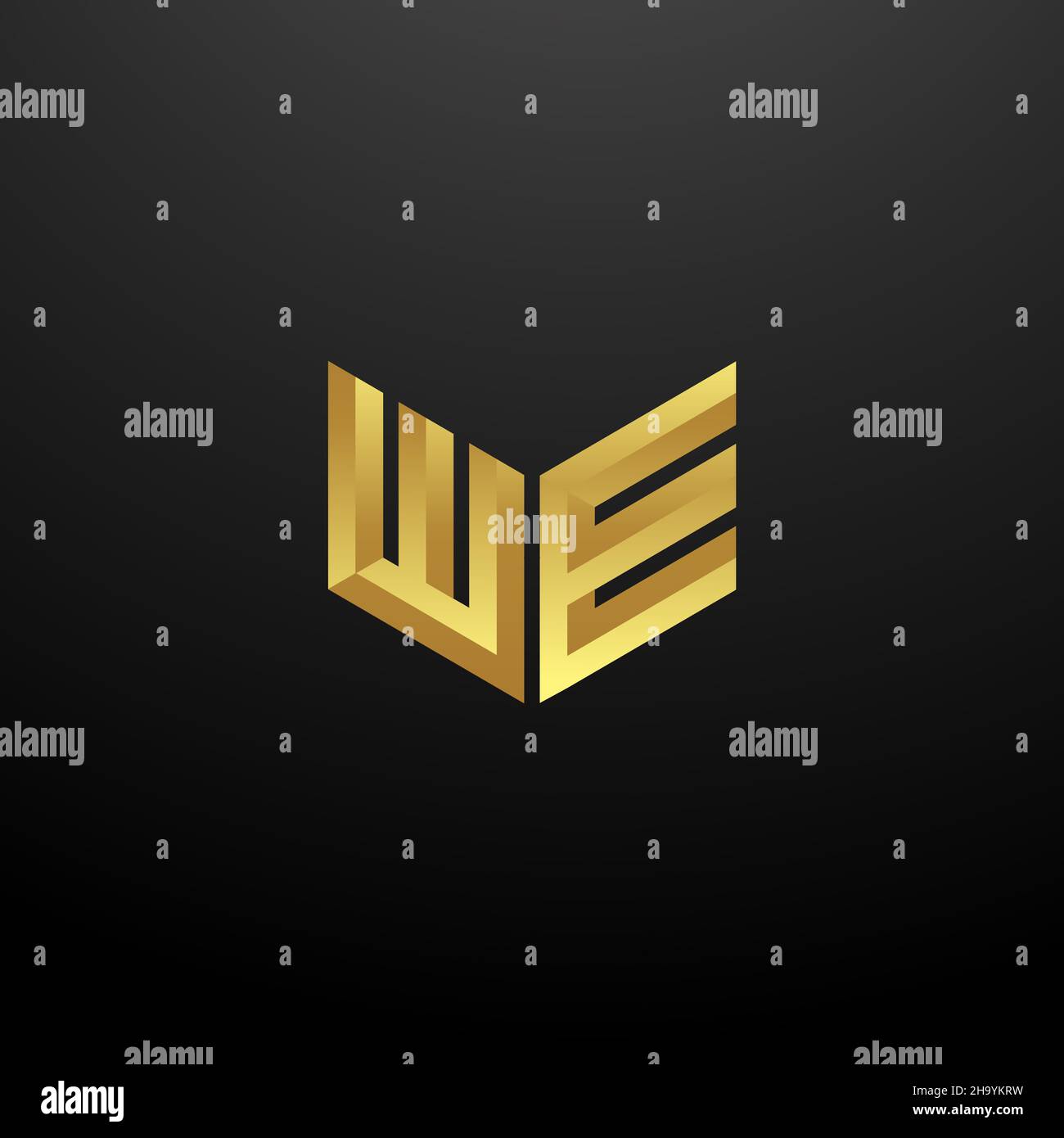 We logo monogram letter initials design template with gold and black