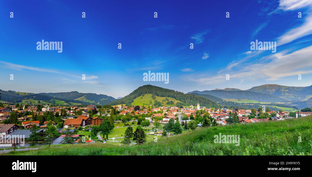 Summer in Oberstaufen in Allgäu, Bavaria, Germany. Stock Photo