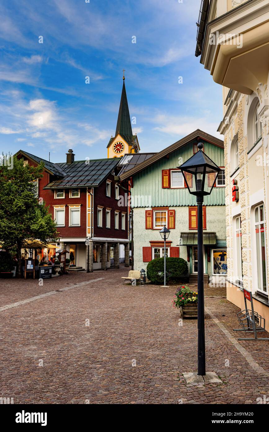 Town center of Oberstaufen in Allgäu, Bavaria, Germany. Stock Photo
