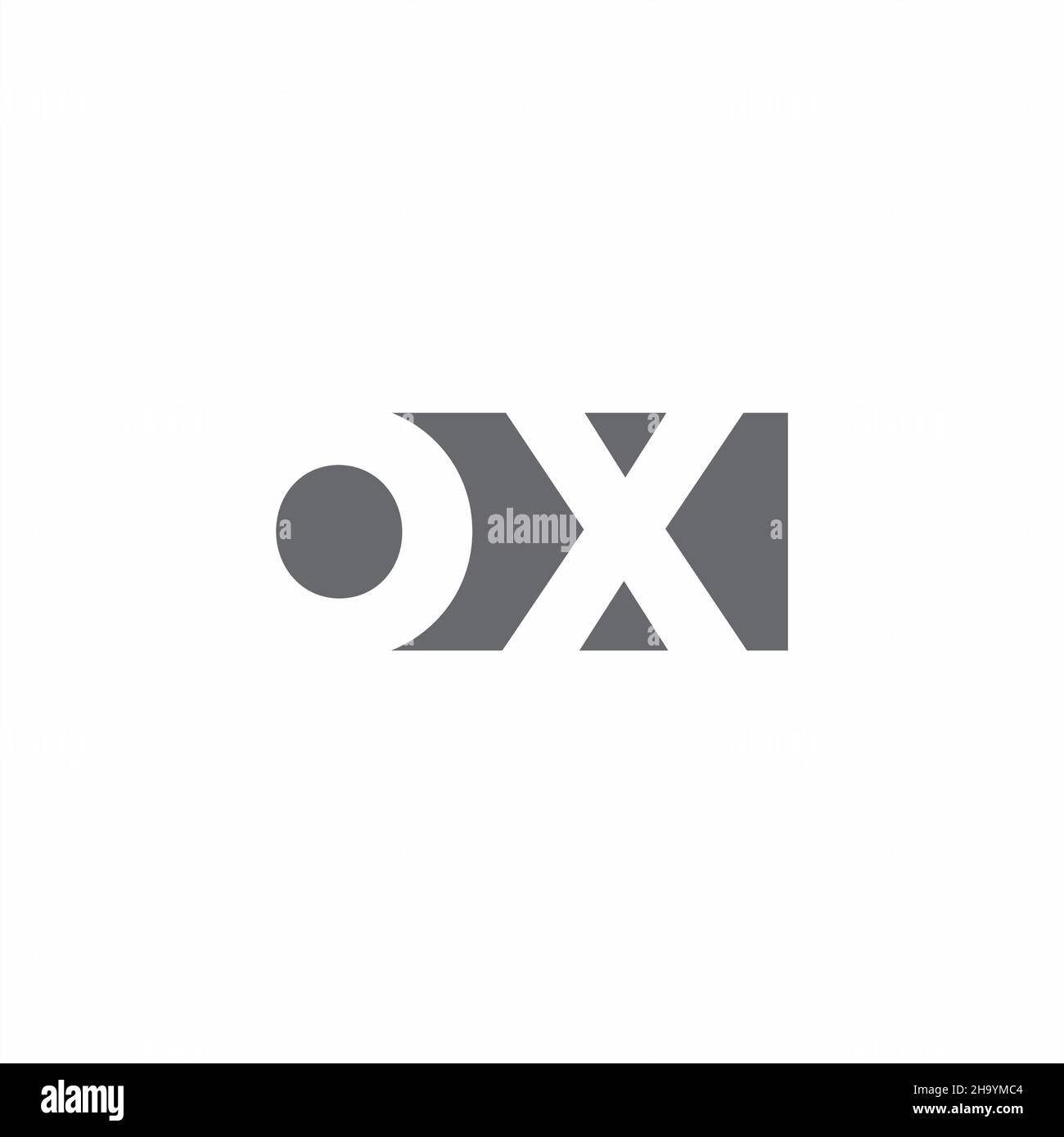 OX Logo monogram with negative space style design template isolated on white background Stock Vector
