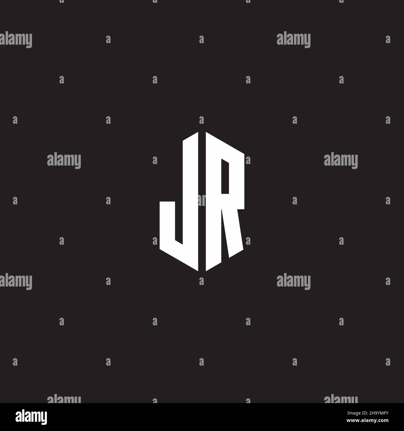 JR Logo monogram with hexagon shape style design template isolated on ...