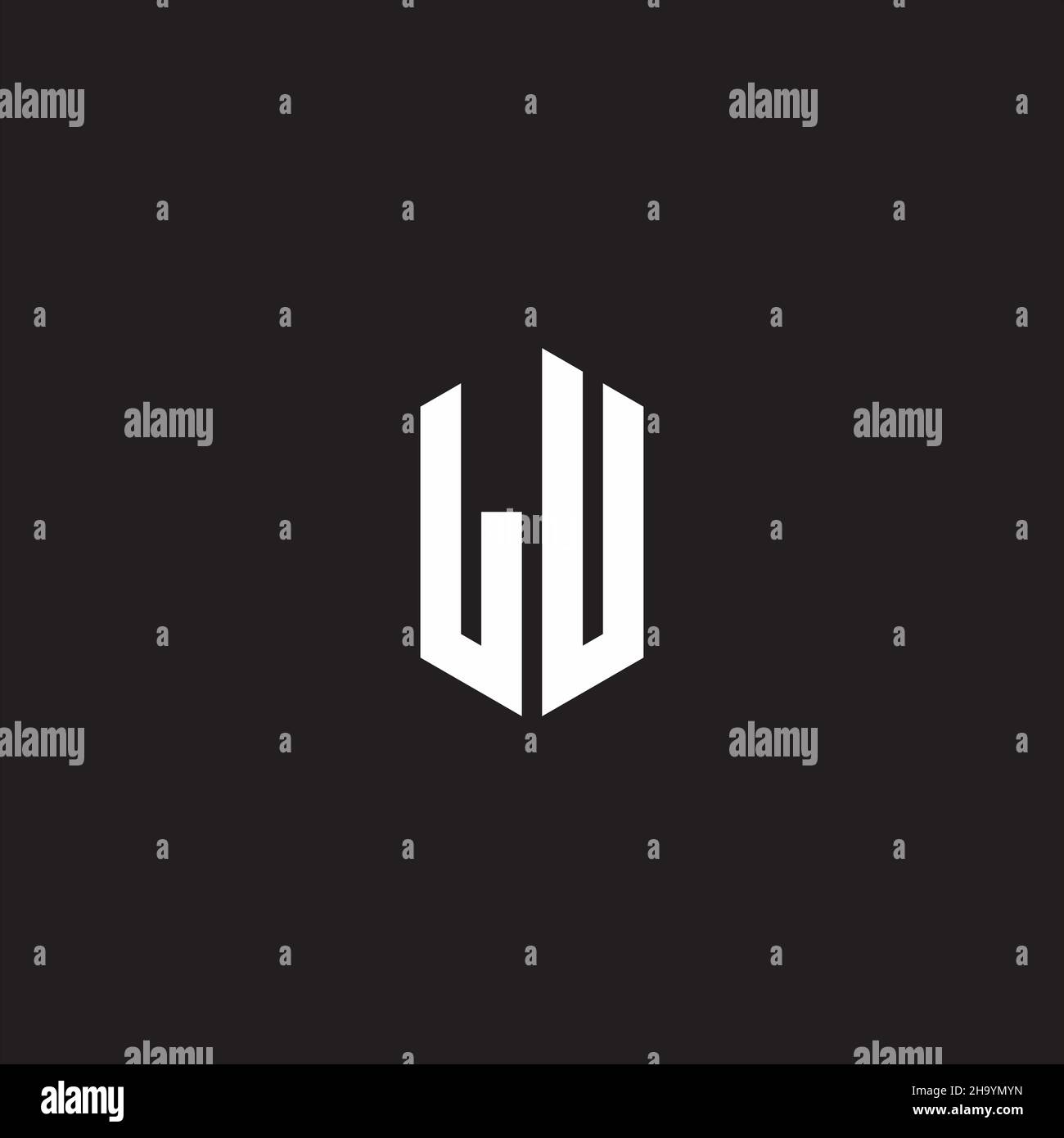 LU Logo monogram with hexagon shape style design template isolated on black background Stock Vector
