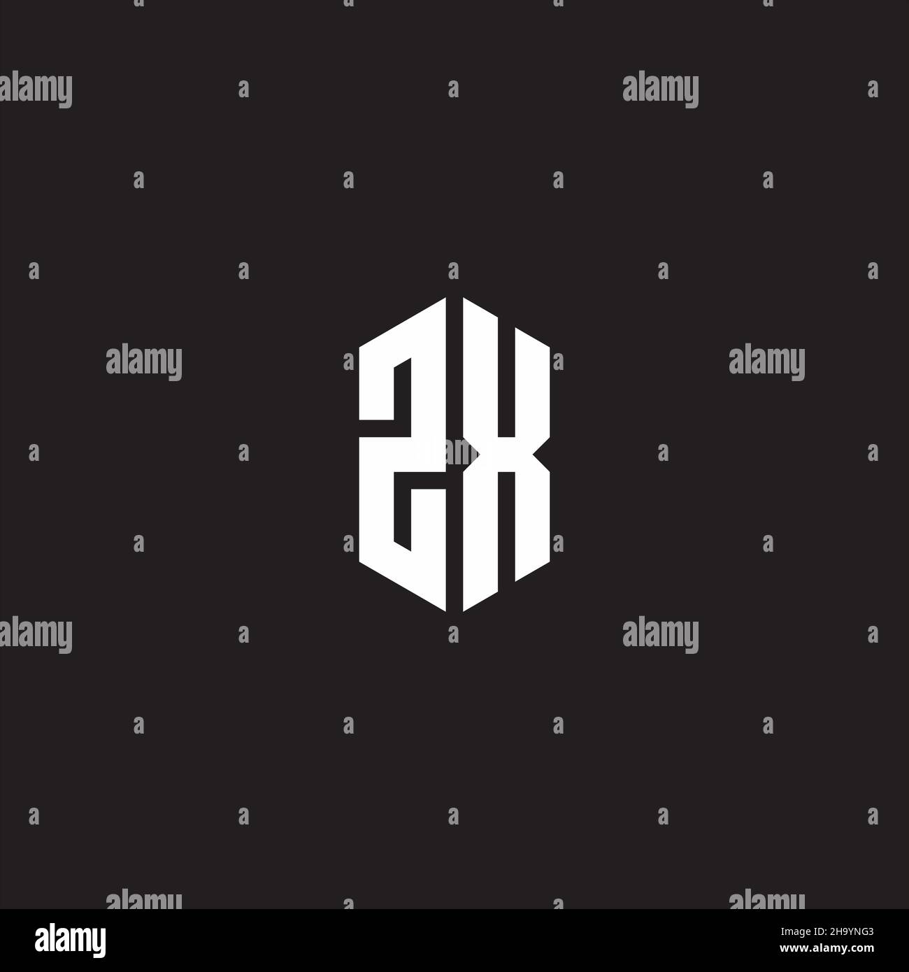 ZX Logo monogram with hexagon shape style design template isolated on ...