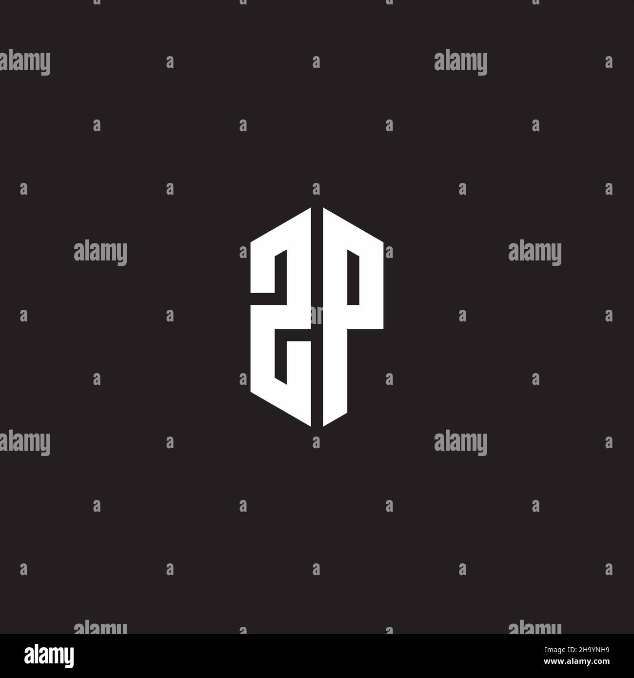 ZP Logo monogram with hexagon shape style design template isolated on ...