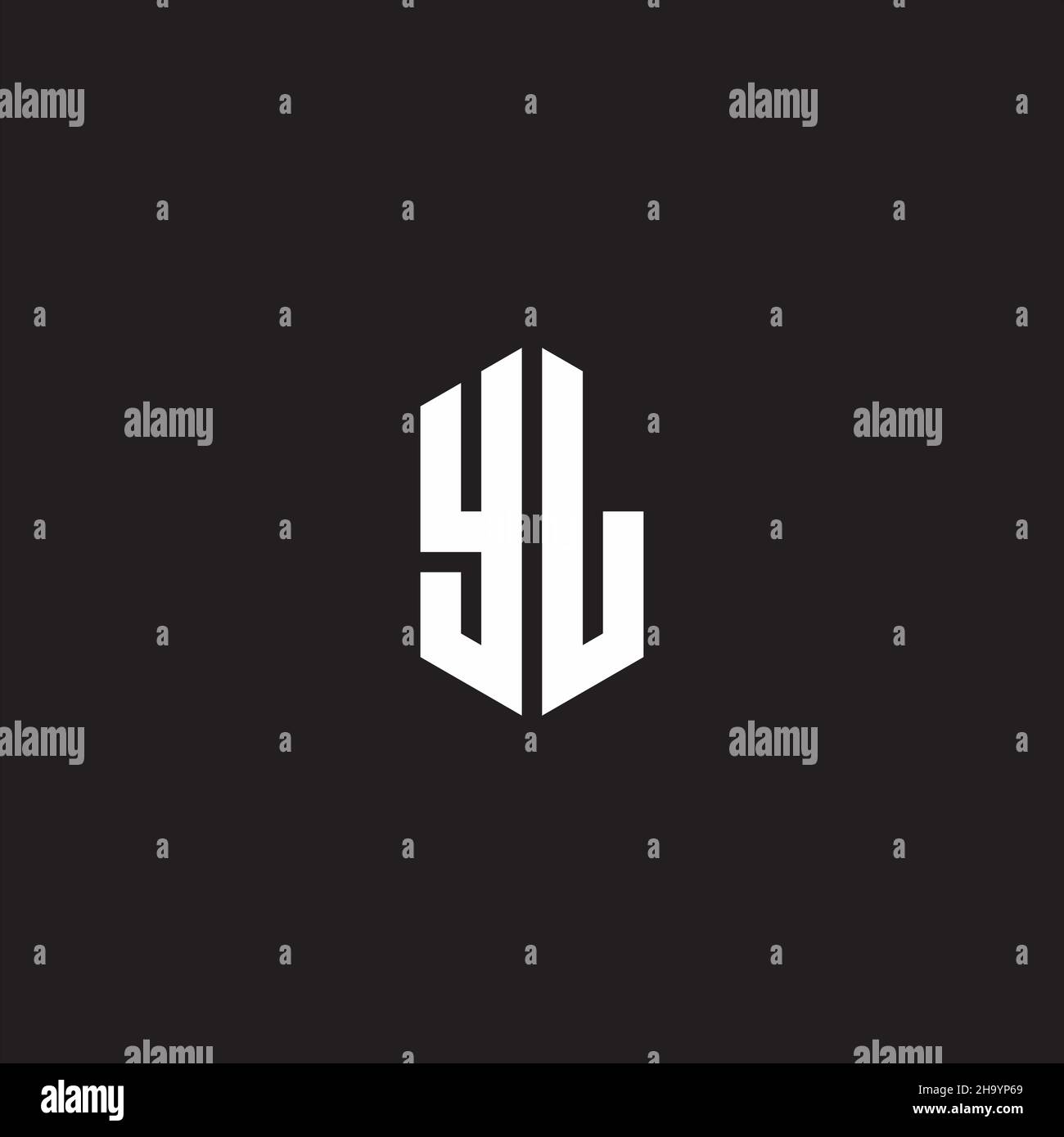 YL Logo monogram with hexagon shape style design template isolated on ...